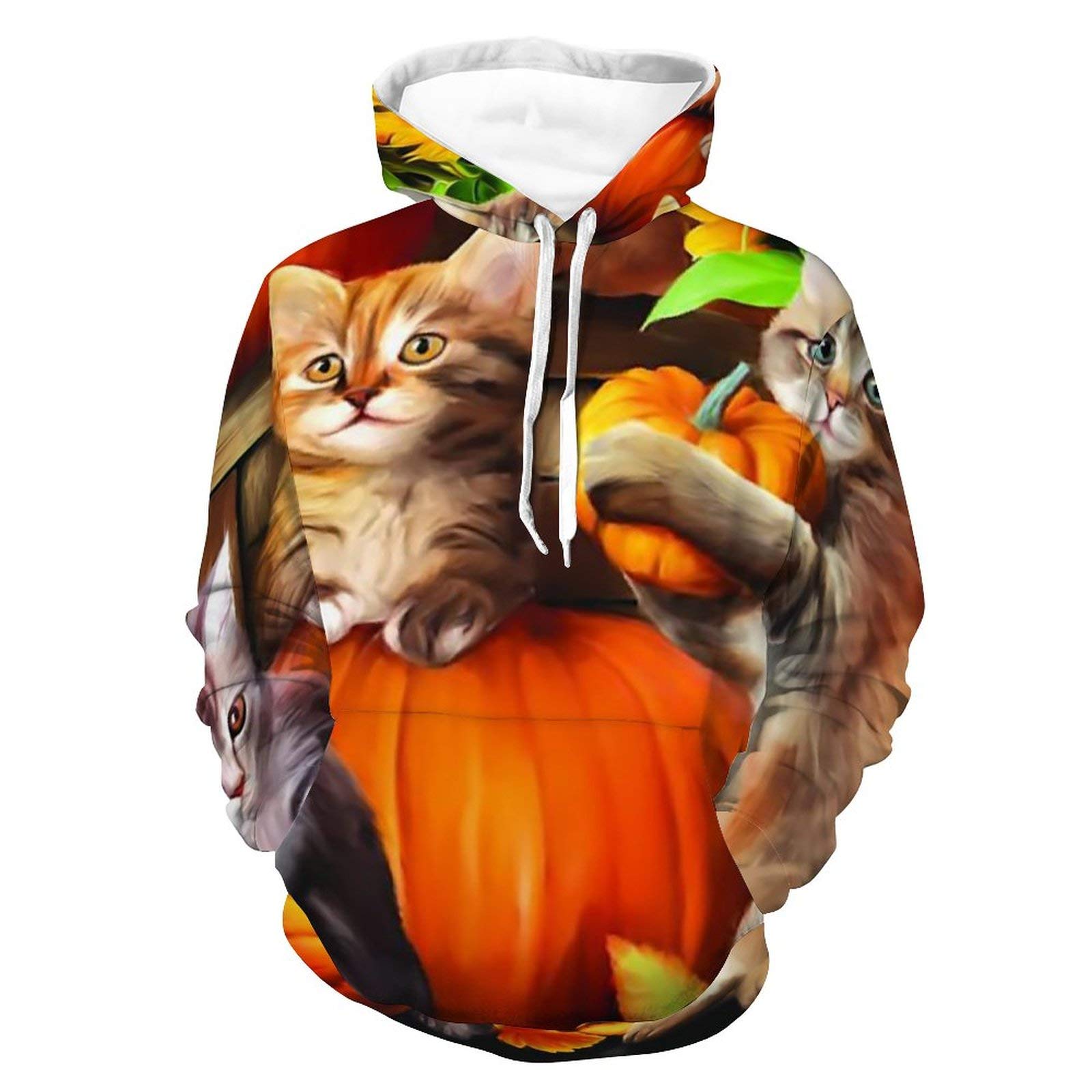 AERICKON Męskie damskie oddychające bluzy z kapturem z nadrukiem 3D unisex z długim rękawem topy jesień strój outdoorowy na podróż