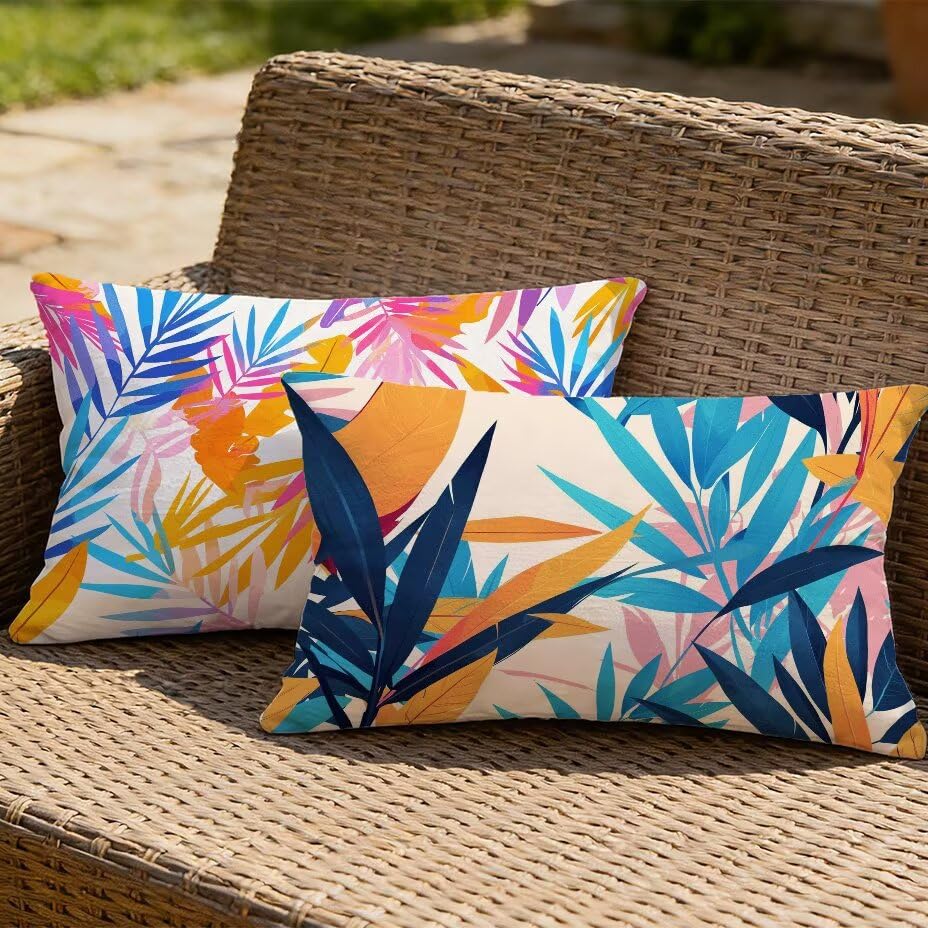 Fundas de Cojín Exterior 40x60 de Jardín Impermeables Efecto Lino 2