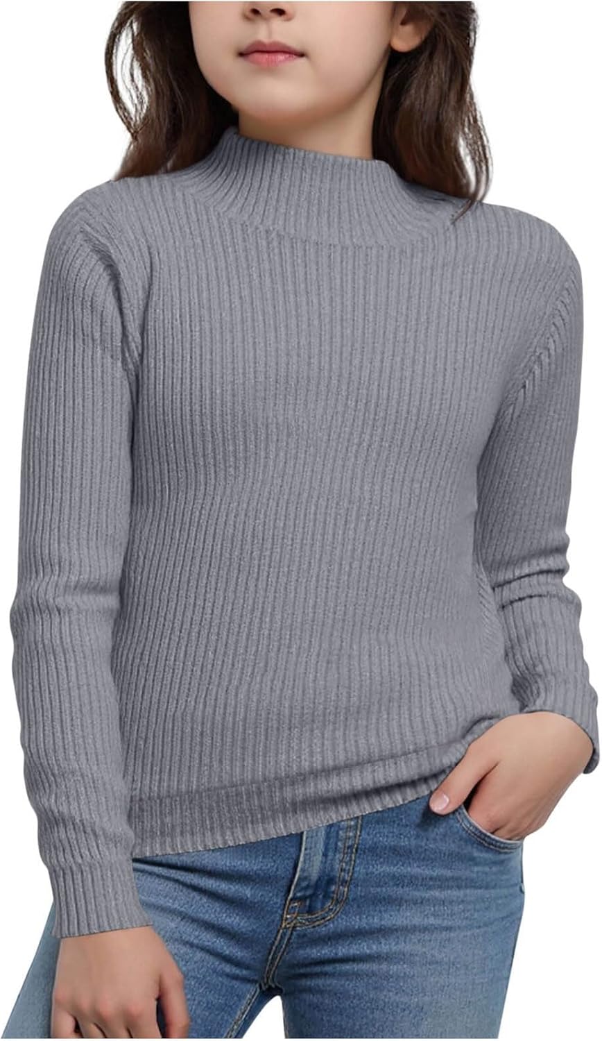 Girls Base Pullover Sweater Half Turtleneck Fuzzy Lining Knit Sweaters Children Winter Warm Slim Knitted Top