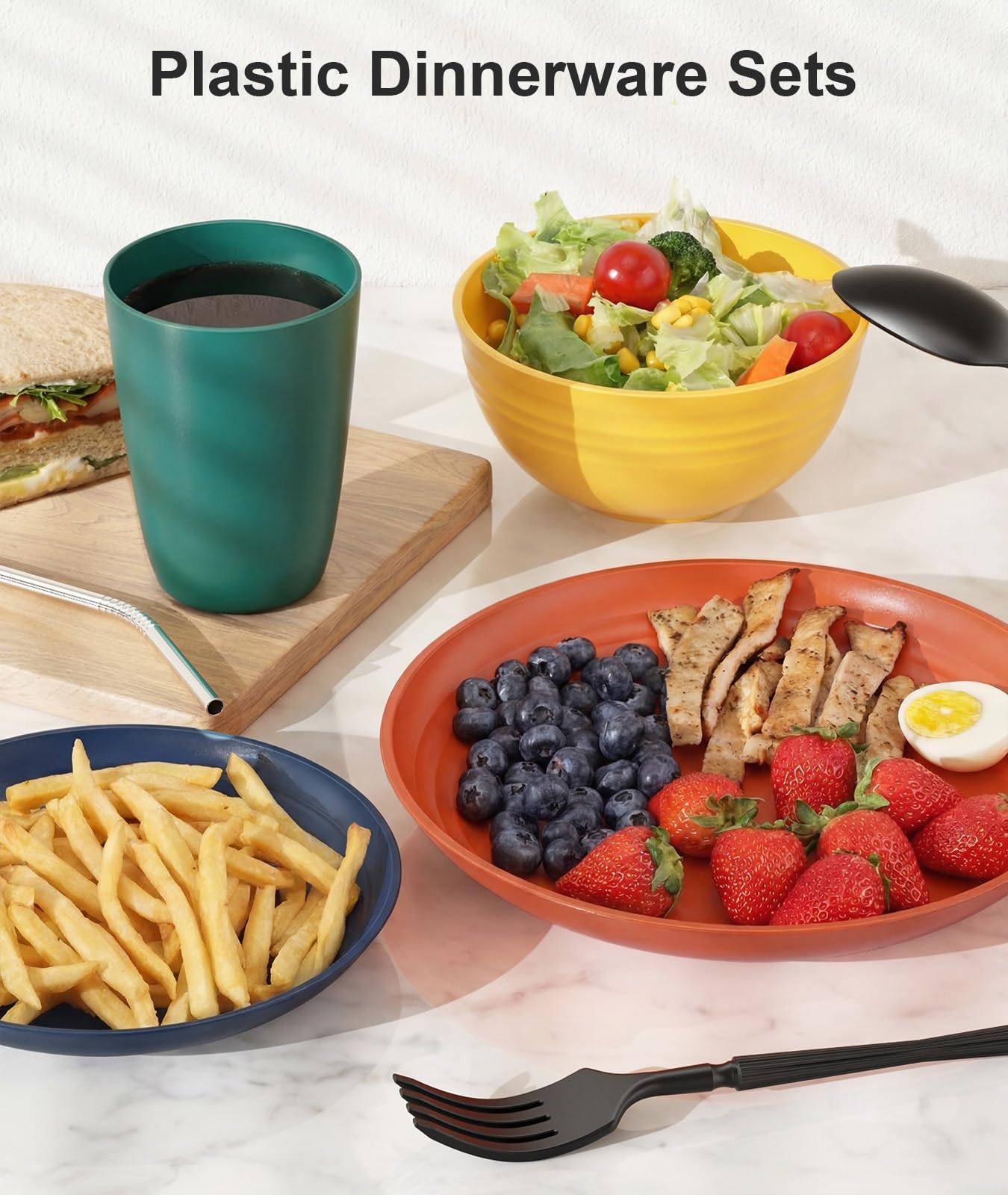 Quatish 64 Piece Dinnerware Set - Camping & Outdoors -2