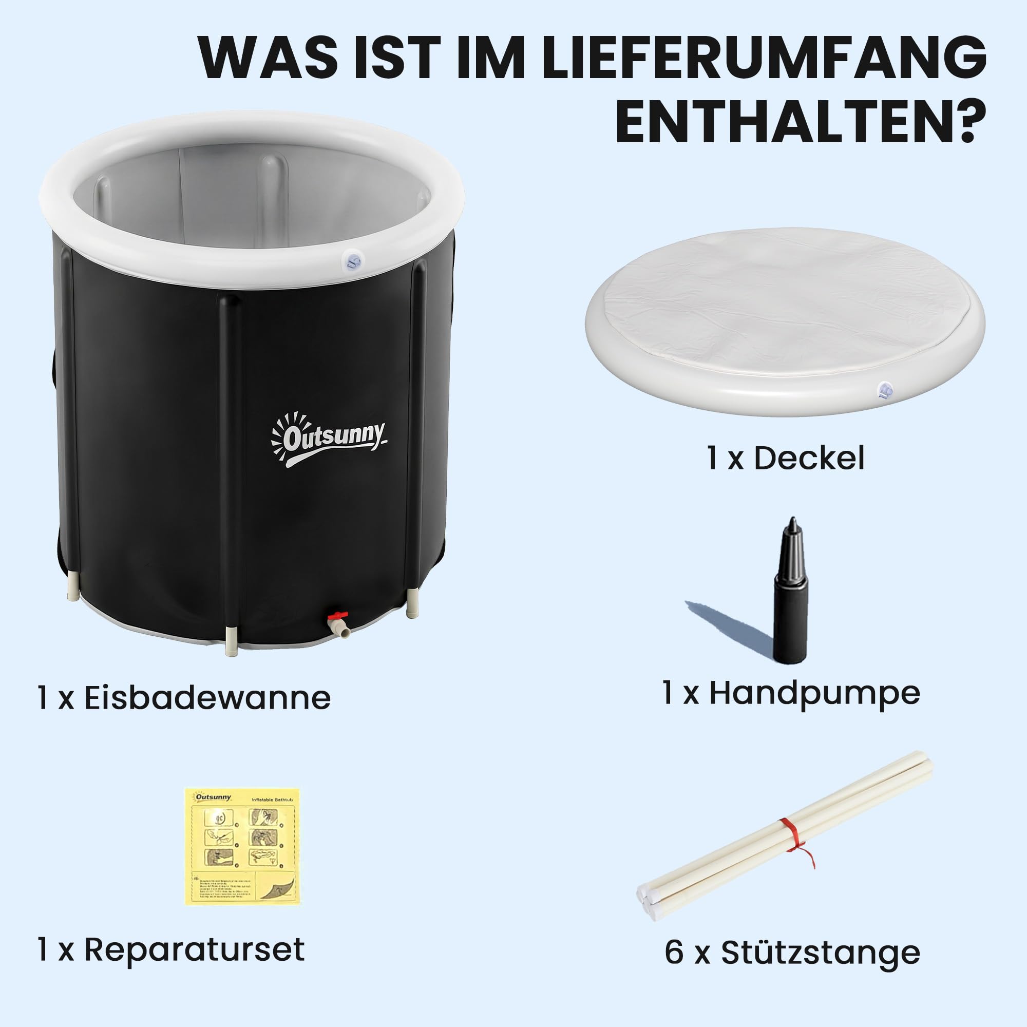 Outsunny Eisbad Ø78 cm Faltbare Eisbadewanne aufblasbare Eistonne 280L mit 3 Isolierschichten Abdeckung, tragbare Komplettset Erwachsene Mobiles Outdoor Eisbaden Tonne für Sportler Anfänger