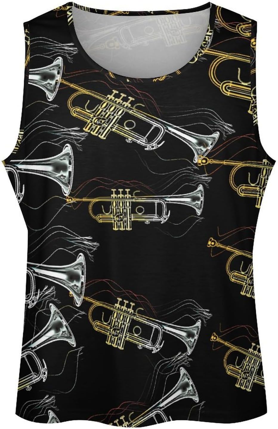 Trumpet Mens Tank Tops Sleeveless Muscle Shirts Beach Casual Gym Shirt Vest Tee Tops