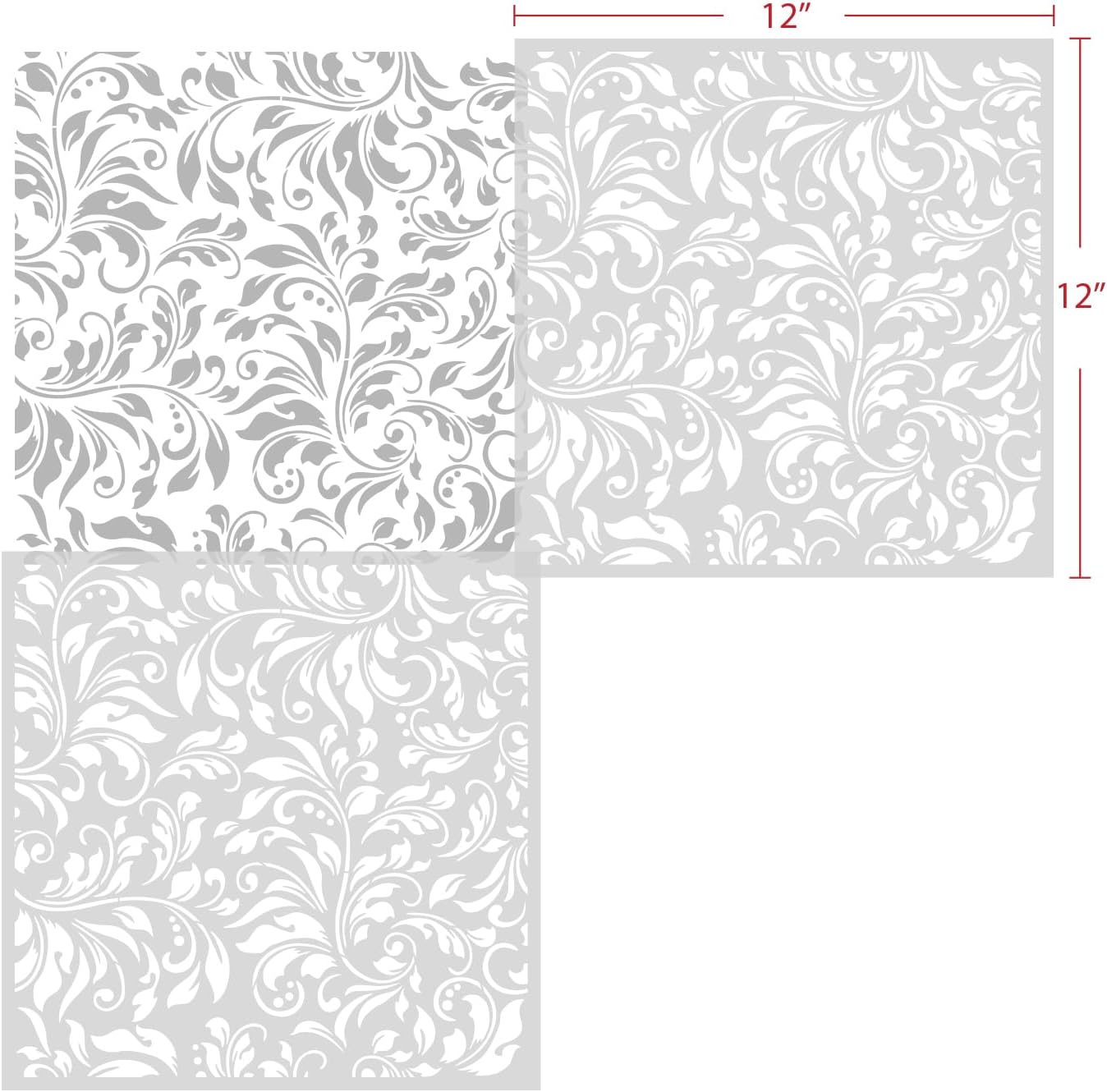 GSS Designs Flourish Leaf Stencils for Painting on Wood Canvas Paper Fabric Floor Wall Tile Fancy Flourish Background 12x12Inch Reusable DIY Art Craft Stencils for Painting Leaves