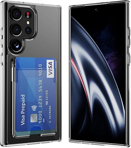 Diseñada para Samsung Galaxy S23 Ultra, funda con tarjetero, funda protectora militar transparente a prueba de golpes y antiarañazos para Samsung