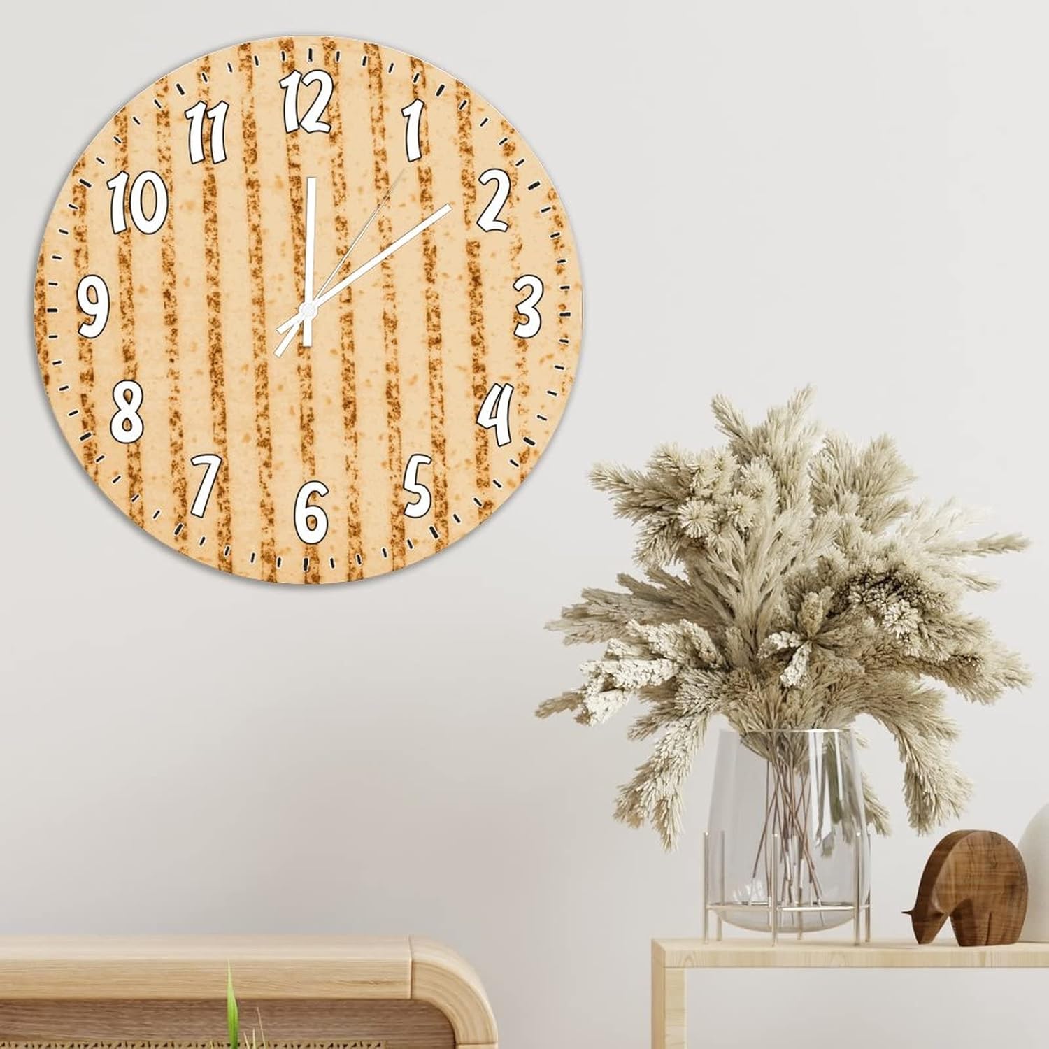 Mexican Tortilla Stripes Hanging Wall Clock Non Ticking Silent Wall Clocks Food Kitchen Decor Wall Clock for Home Office School Restaurant Wall Decor 15Inch Round Clock Birthday Housewarming Gift
