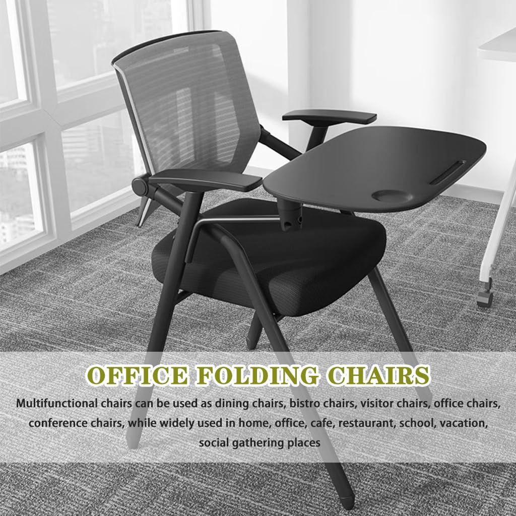 Folding Chair Folding Chairs Bulk Office Single Useful Armchair, Training Institution Folding Chair, Ergonomic Commercial Chair, with Extra Large Writing Board (Color : Grey, Size : 49 * 57 * 86cm)