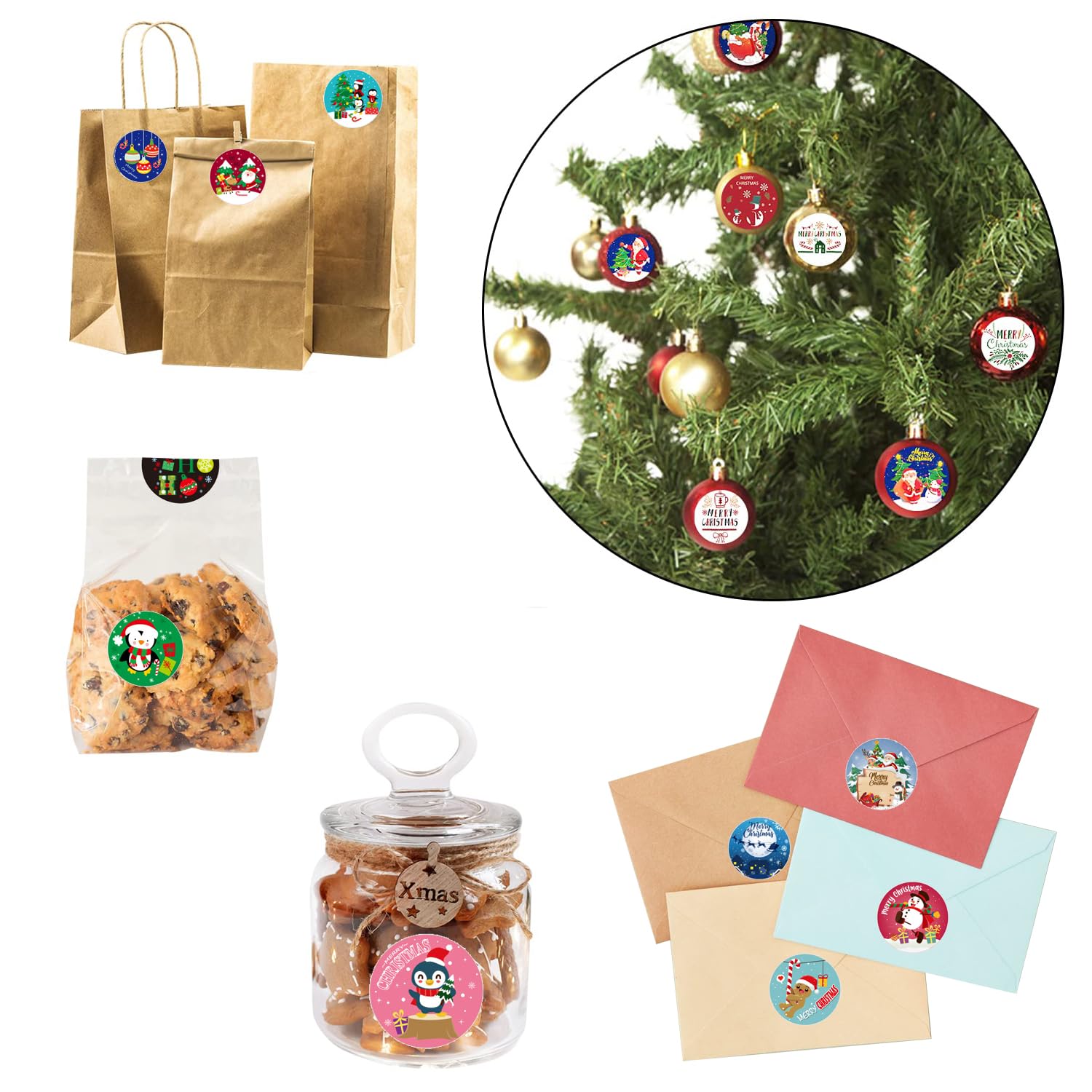 Amazon.co.jp: VANSHRAJ クリスマス ギフトシール ラウンド ラベル