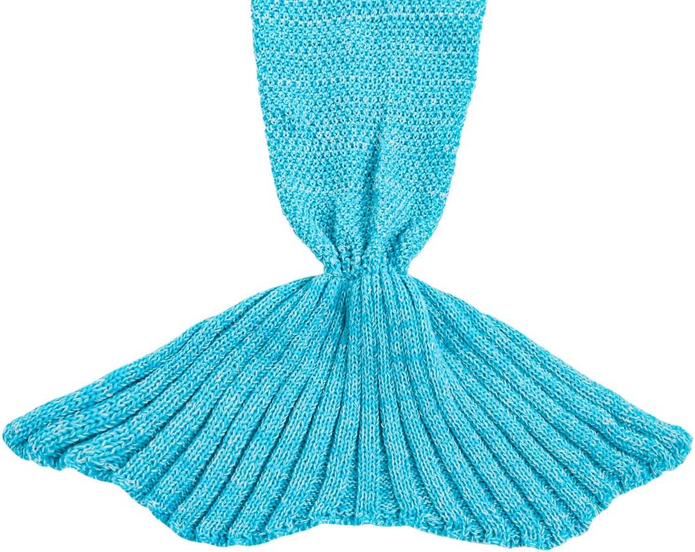 AmyHomie Mermaid Tail Blanket, Kids Blanket Crochet Mermaid Sleeping Bag Mermaid Gift for Girls(Light Blue, Kids) - Image 7
