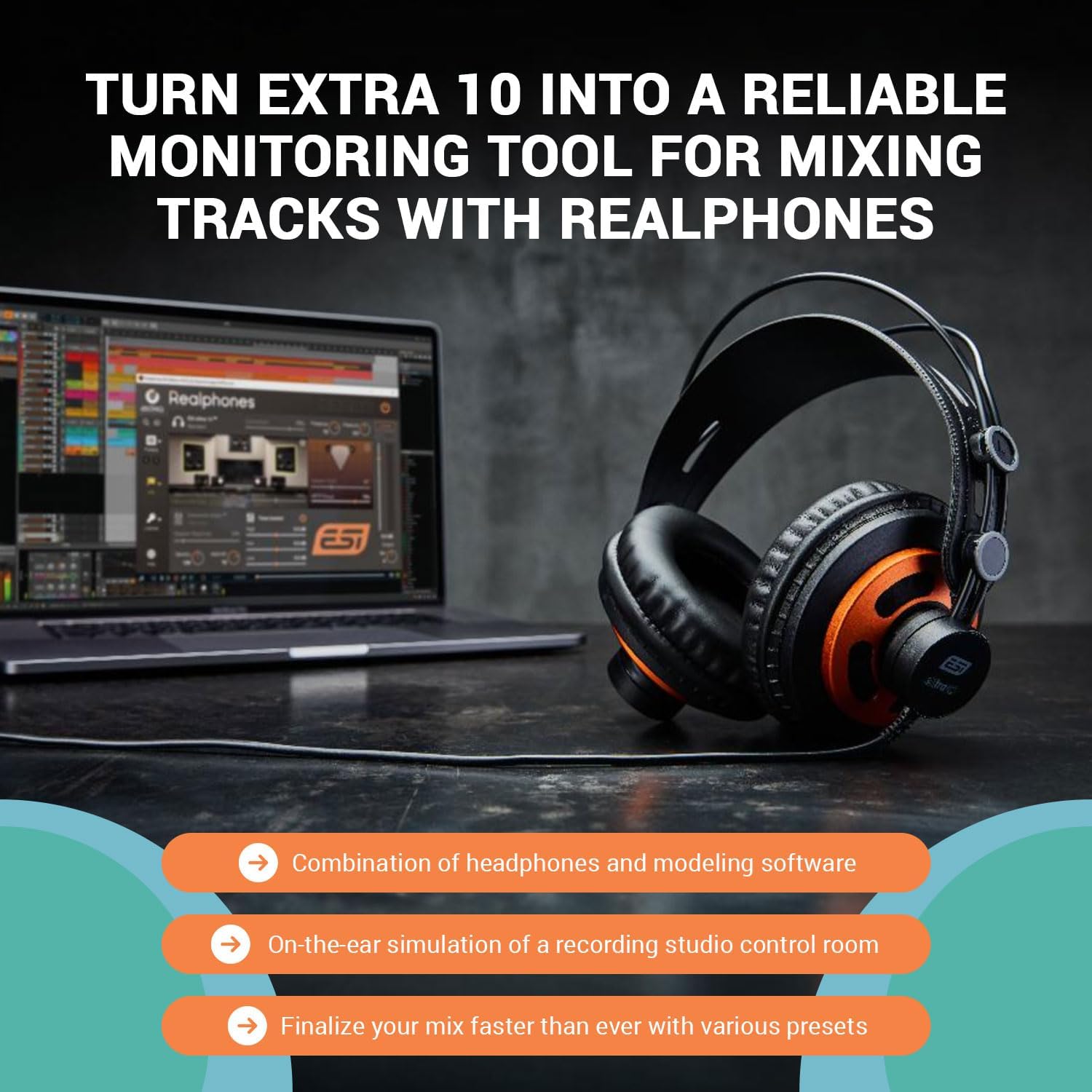 ESI Adicional 10 | Auriculares de Estudio Software de Modelado dSONIQ Realphones