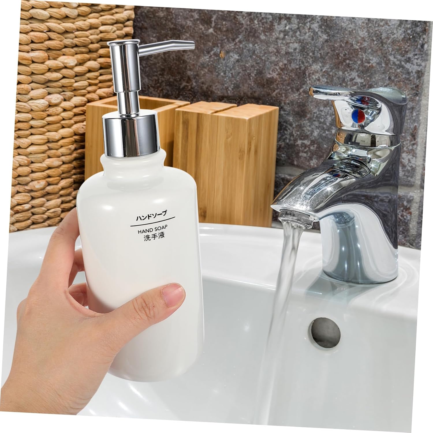 Refillable Ceramic Lotion Dispenser Hand Soap Bottle Pump Modern Design for Kitchen and Bathroom for Liquid Soap Shampoo and Lotion