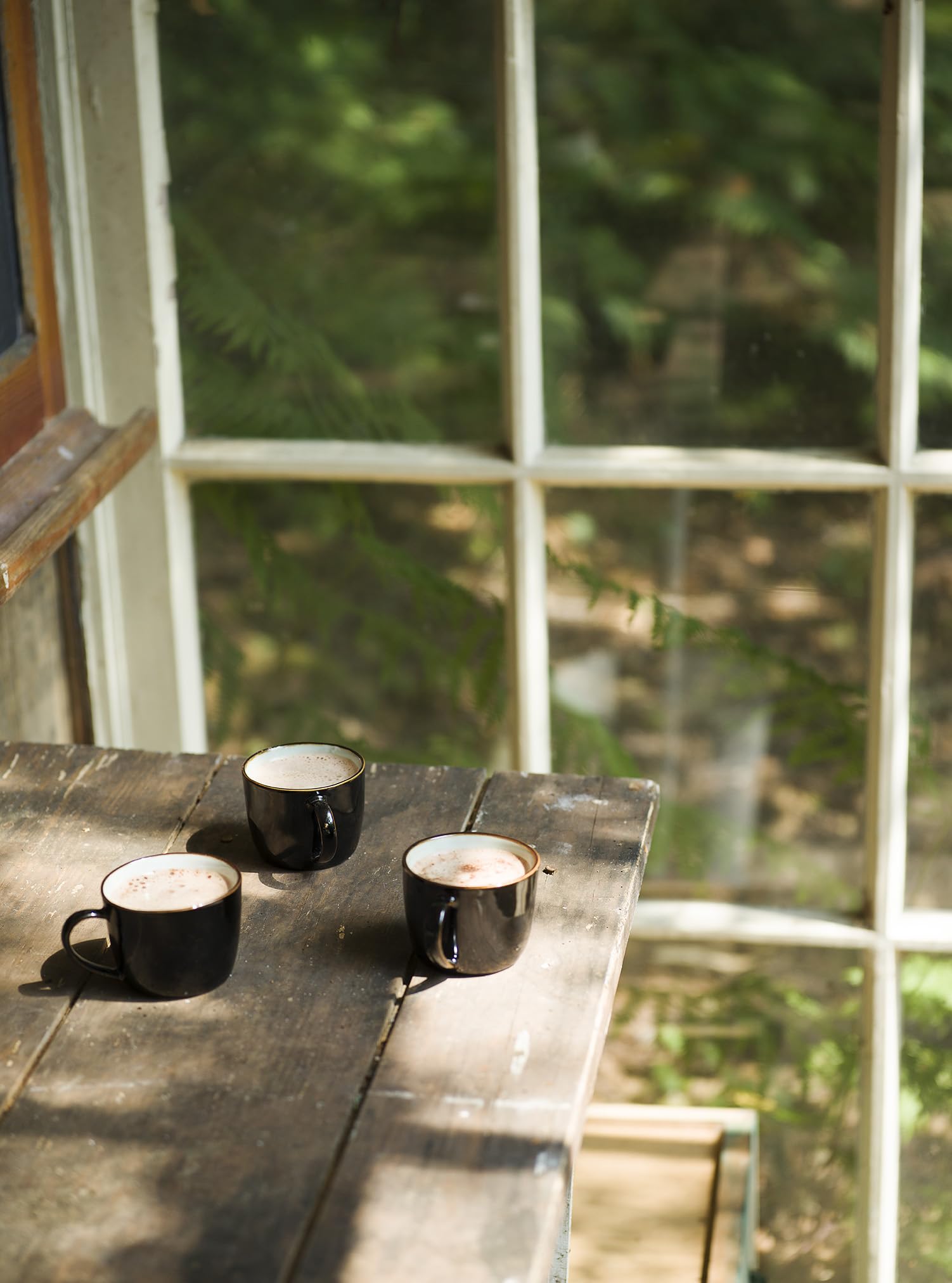 Cosy & Trendy Lot de 6 Tasses à Café en Porcelaine avec Soucoupe, Noir/Blanc, 19 cl