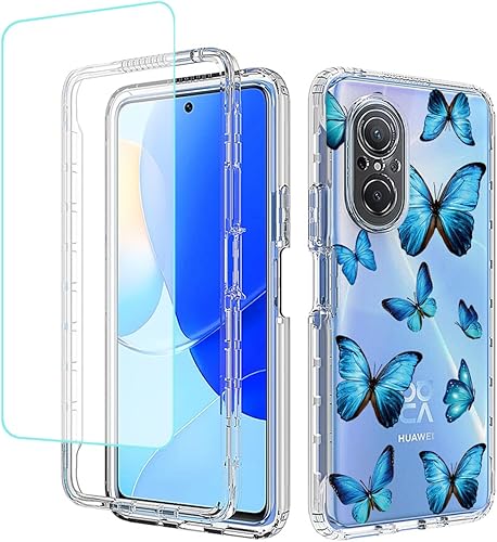 Miniatura 1 de Funda para Nova 9 SEHonor 50 SE JLN-LX1 JLN-LX3 con protector de pantalla de vidrio templado, cuerpo completo transparente floral TPU Slim Funda
