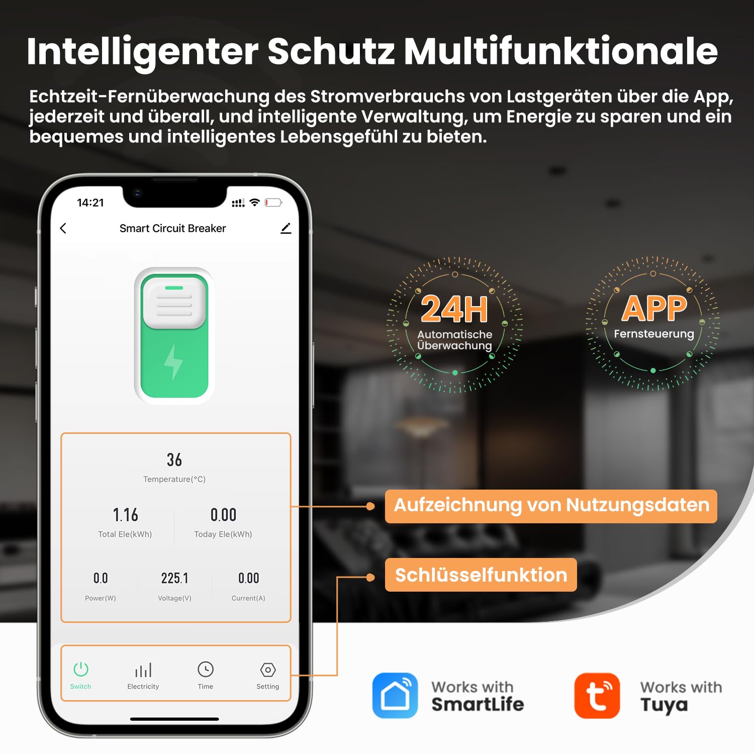 SIRSSI WiFi slimme energiemonitor Wifi Din Rail Meter 5 (60) Een