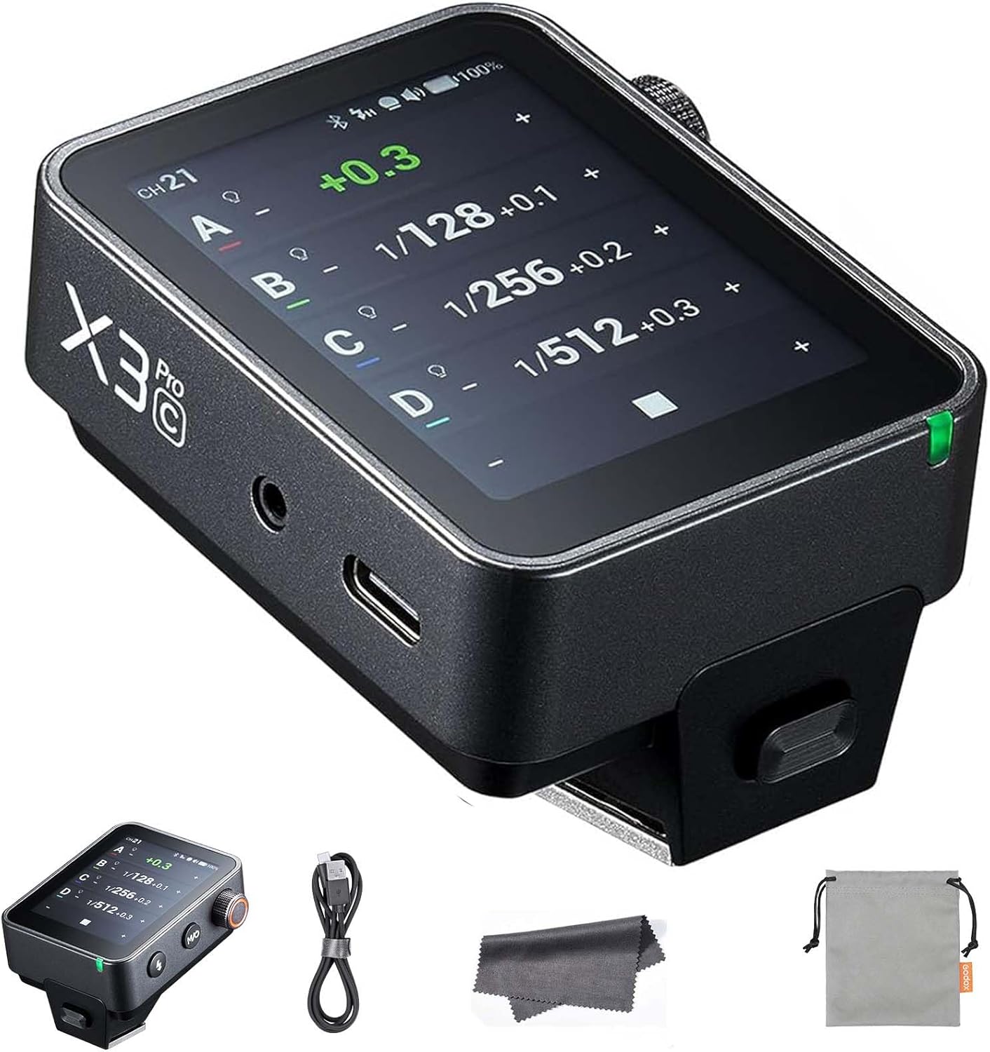 GODOX X3 PRO X3PRO-C Flash Trigger for Canon Camera, 2.4G TTL Wireless Touchscreen Transmitter,Support Bluetooth & APP Control, Shutter Control, Built-in Li-ion Battery Fast Charging (Upgrade X3-C)