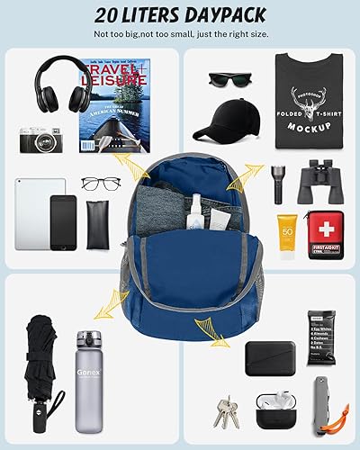 Miniatura 5 de Gonex Mochila plegable ultraligera 20L Daypack práctica plegable camping al aire libre viajes ciclismo mochilero