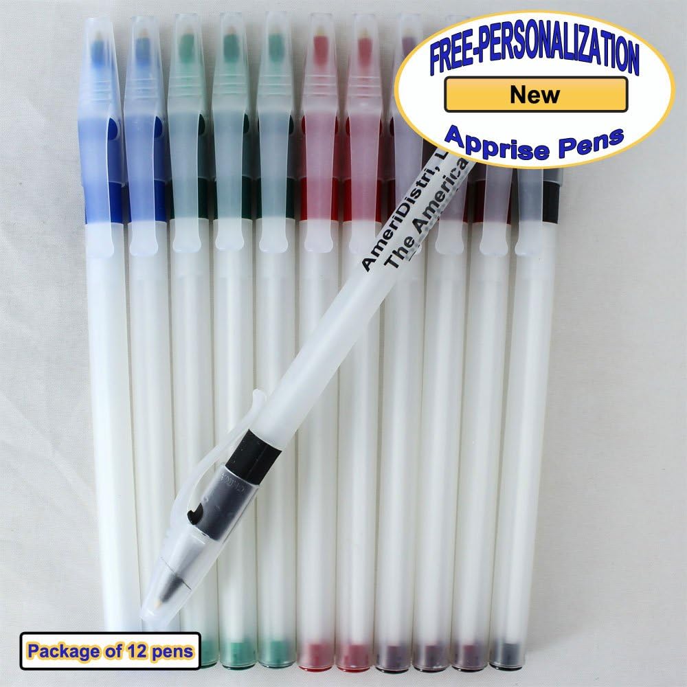 ezpencils - Personalized - Translucent Plastic Body and Cap with Assorted Colored Accent Grips - Apprise Pens - Free Personalization