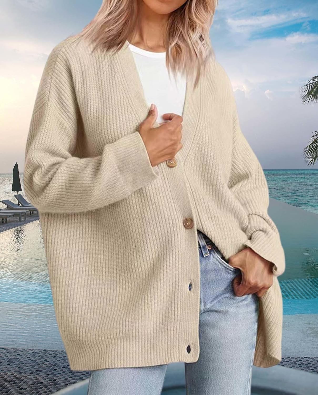 Womens Fall Fashion Oversized Lightweight Warm Knit Jacket Elevate Your Fashion Taste Work And Casual Wear - Image 3