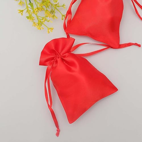 Miniatura 8 de Efavormart - Paquete de 12 bolsas de regalo con cordón de satén rojo de 4 x 6 pulgadas