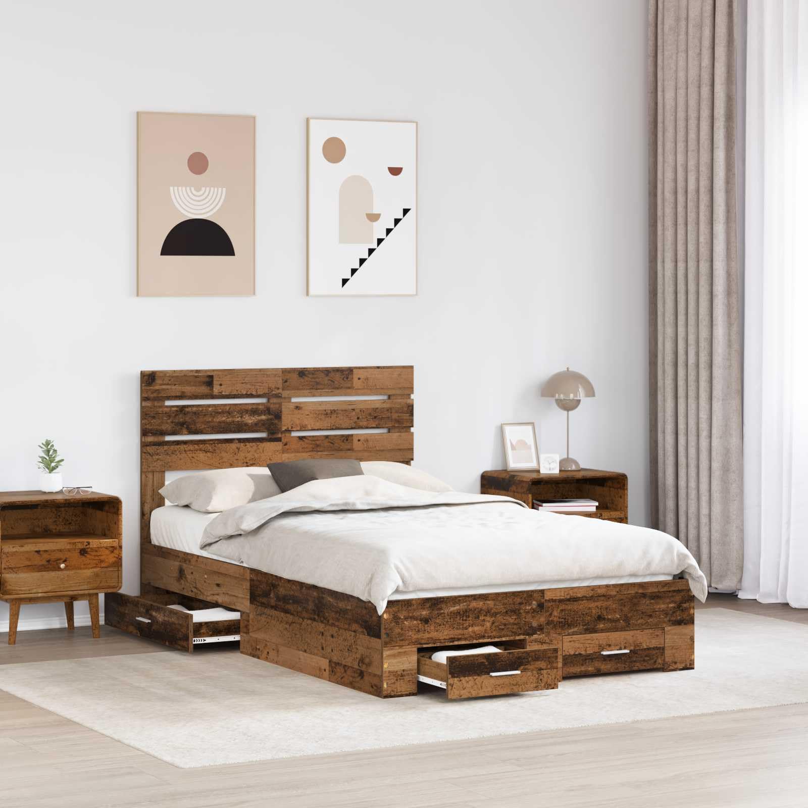 Almacenamiento moderno con cajones Madera vieja 196 x 123 cm Marrón