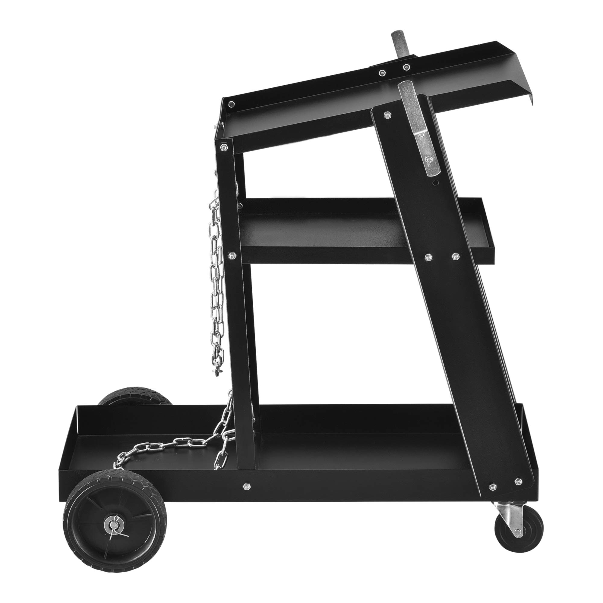 pro.tec. Carrello per Trasporto Saldatrice in Acciaio a 3 Ripiani con Portabombola Carrello Porta Utensili Attrezzi per Saldatura con Ruote da Officina Garage