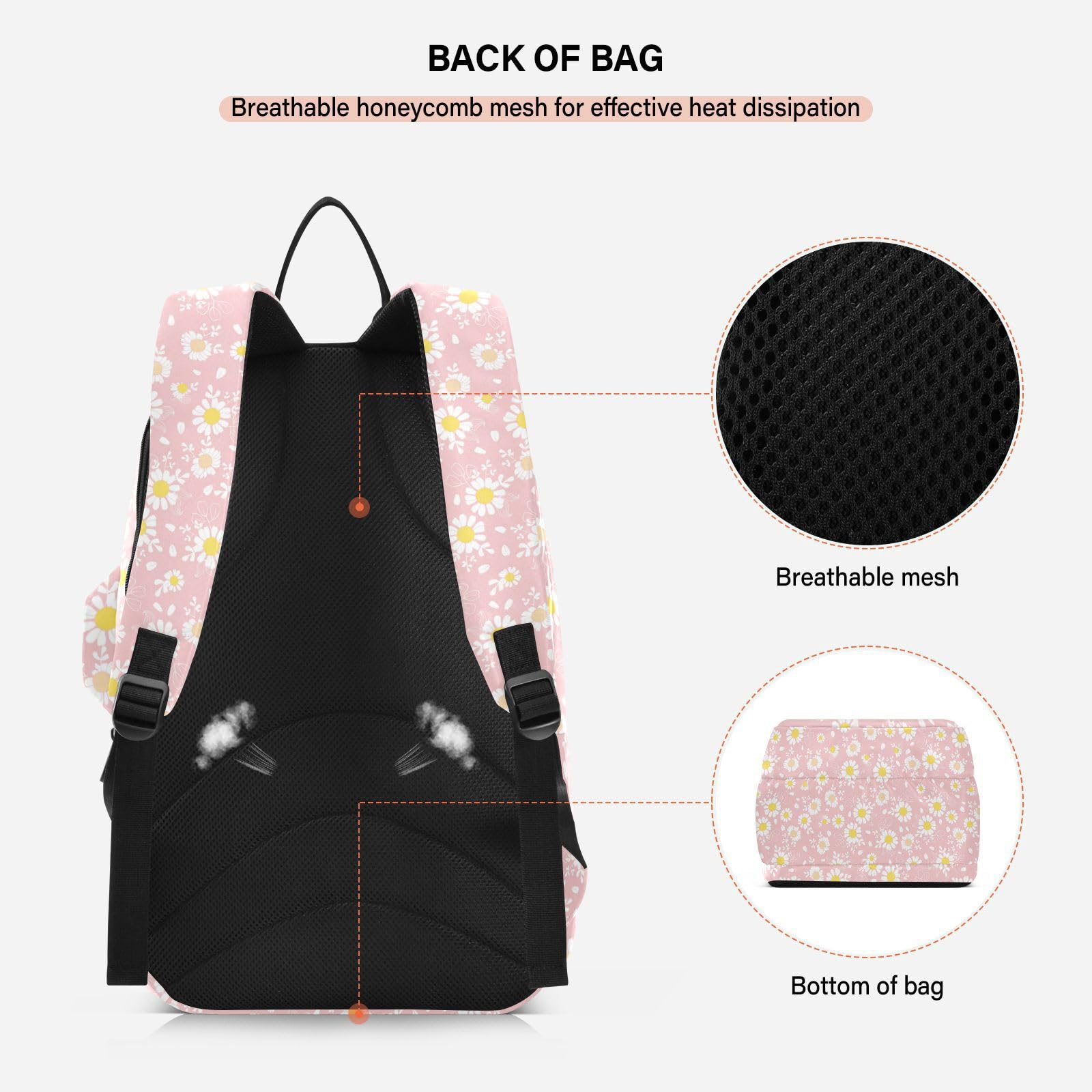 junzan Bolsa de tenis para mujeres y hombres, bonita funda resistente para raquetas de tenis con capacidad para 2 raquetas para mujeres, hombres, adolescentes, margaritas vintage