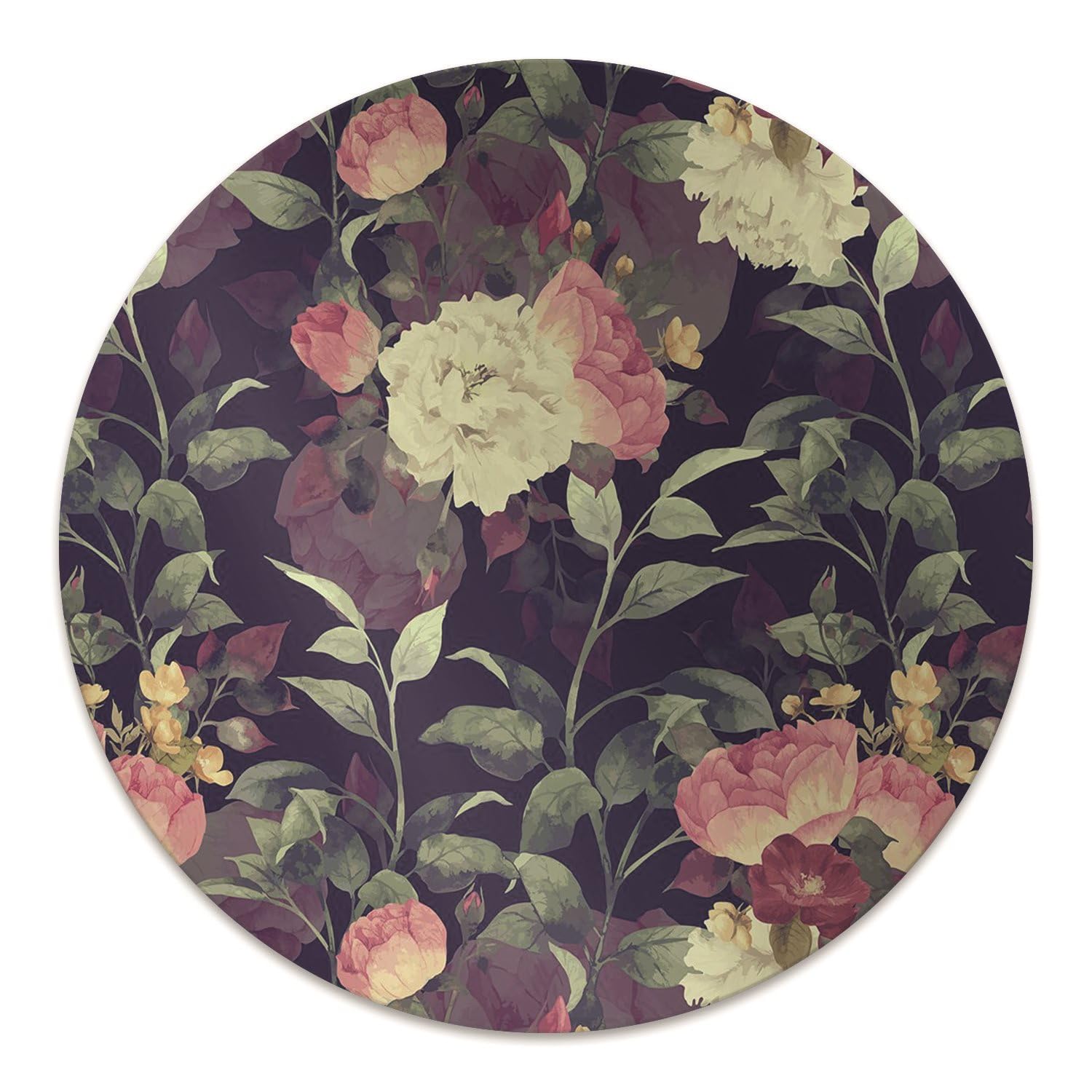 Tapis de chaise anti-rayures ø100 cm imperméable et antidérapant en PVC à motif rétro vintage