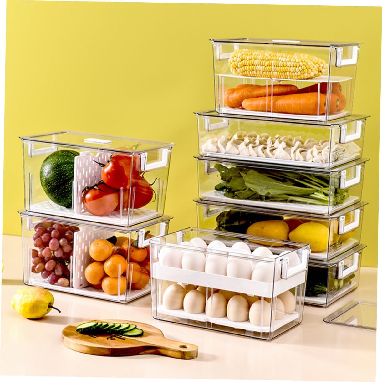 Transparent Refrigerator Egg Organizer Bin with Lid Dual-layer Storage Box Airtight Design Space-saving Egg Holder for Freshness for Kitchen and Fridge Use