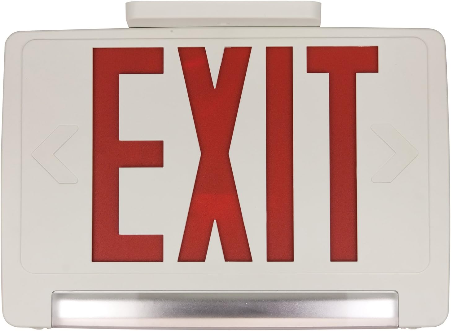 Sunlite 04342 LED Red Exit & Emergency Combo Fixture, 120-277 Volts, 35000 Rated Hours, Built-In Light, Rechargeable NiCd Battery, Ivory Bulb Finish, For Office, Hospital, Hotels & School Use