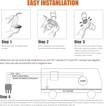 Facon 3 x 8 RV Elbow Pipe Heater Pad, Work for 1-1/2 Elbow Pipe, 3Packs 12V Tank Heater Pad, for RV, Camper, Travel Trailer and Motorhome, DC 12Volts-13.5Volts