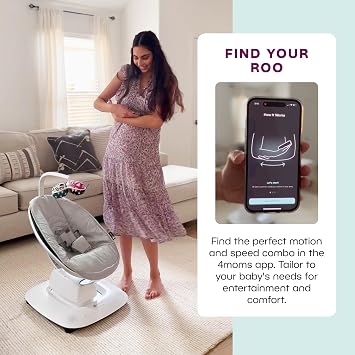 4moms MamaRoo Multi-Motion Baby Swing in Classic Grey with Mesh Infant Insert, Mint