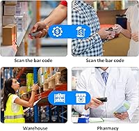 Vista 7 de Symcode Escáner de código de barras Bluetooth 2D inalámbrico con pantalla de visualización con clip de succión magnético, mini biblioteca, libro
