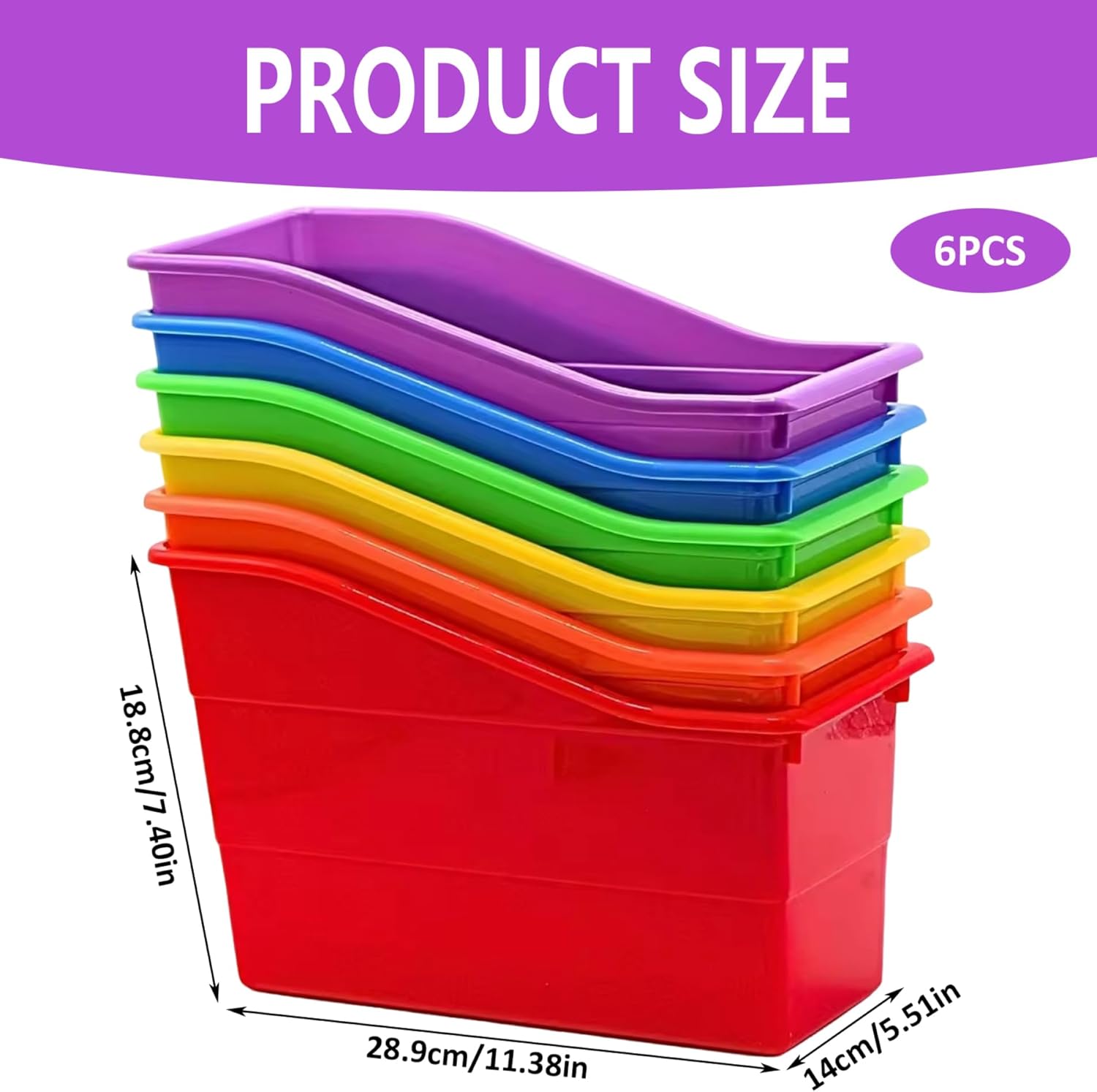 6Pcs Book Holder, Colorful Plastic Vertical Book Boxes Space Saving Multifunctional Magazine Storage for Classroom Holder