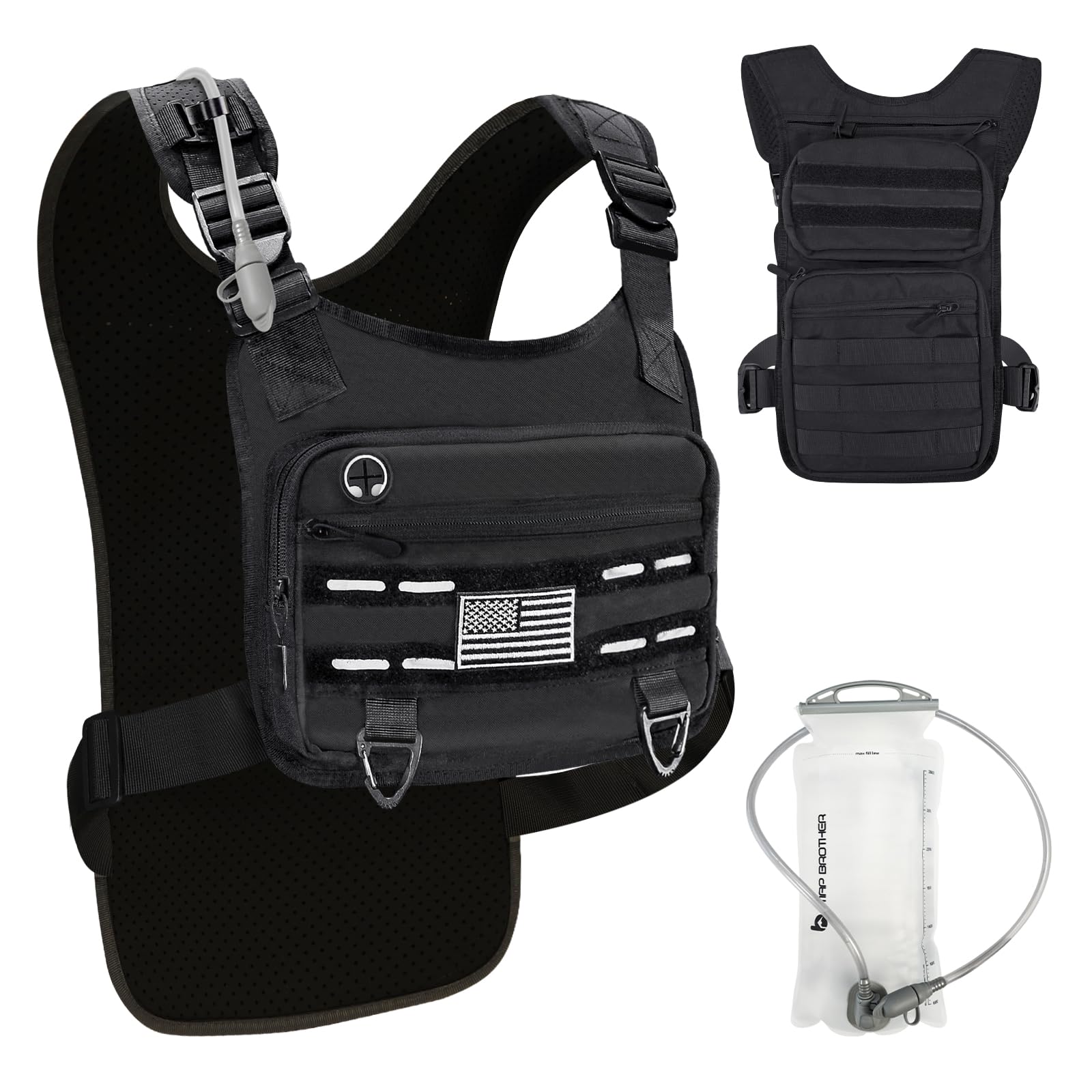 USA Original Patent Running Hydration Vest Backpack, Lightweight Chest Pack with 1.5L Water Bladder Bag Daypack for Hiking Running Cycling Race Marathon for Women Men-image-15