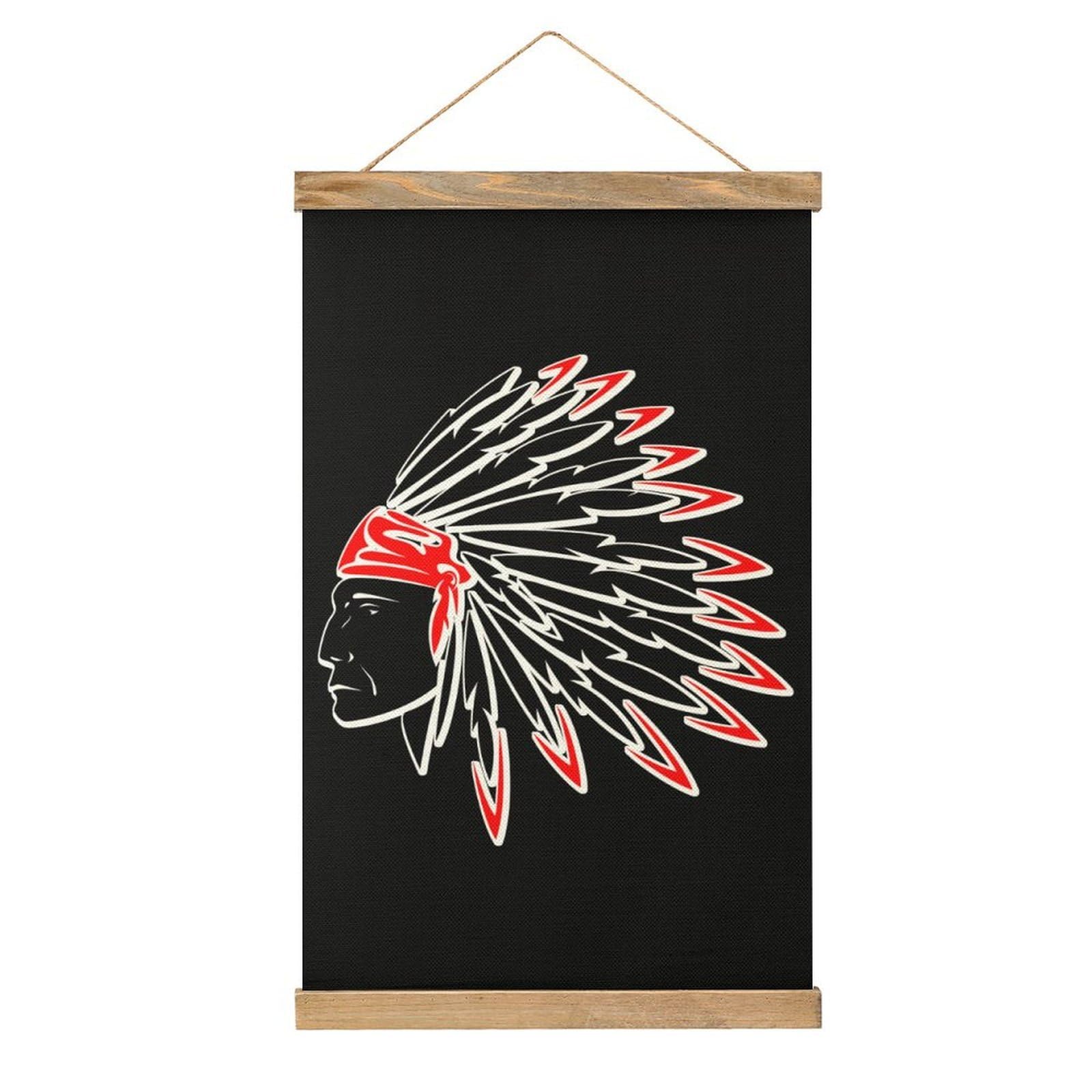 CGSBNGHA Indian Chief Wall Art Prints Linen Hanging Painting Scroll Paintings Pictures Decor for Home