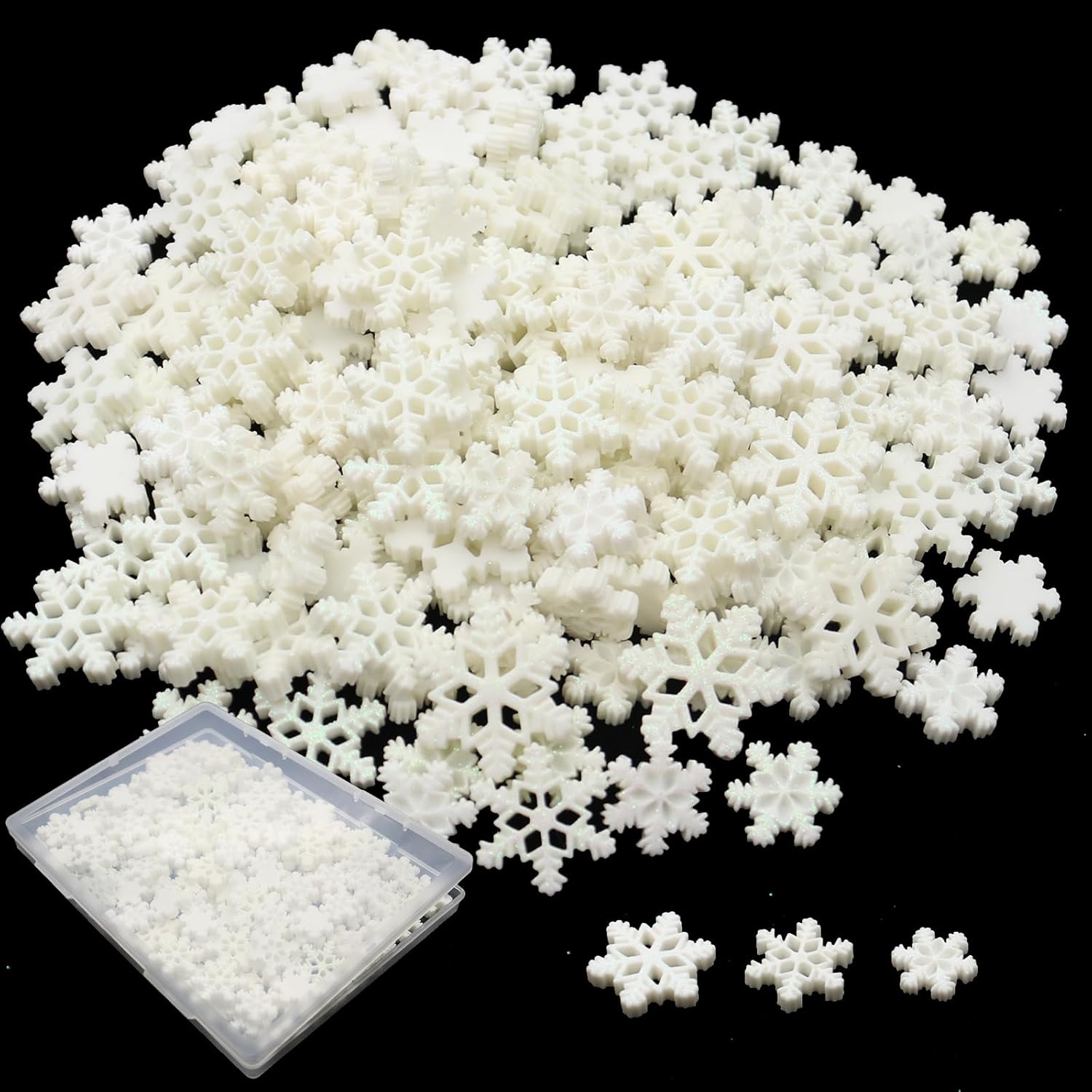 Towfed 180PCS Tiny Resin Snowflakes White Resin Snowflakes