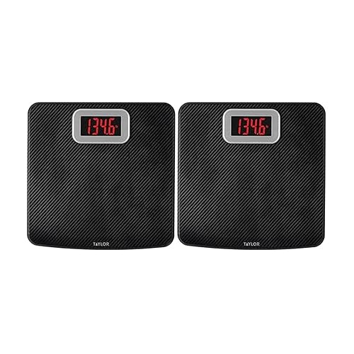 Taylor Básculas digitales para peso corporal, alta capacidad de 400 libras, alfombrilla antideslizante de fibra de carbono, lectura con dígitos