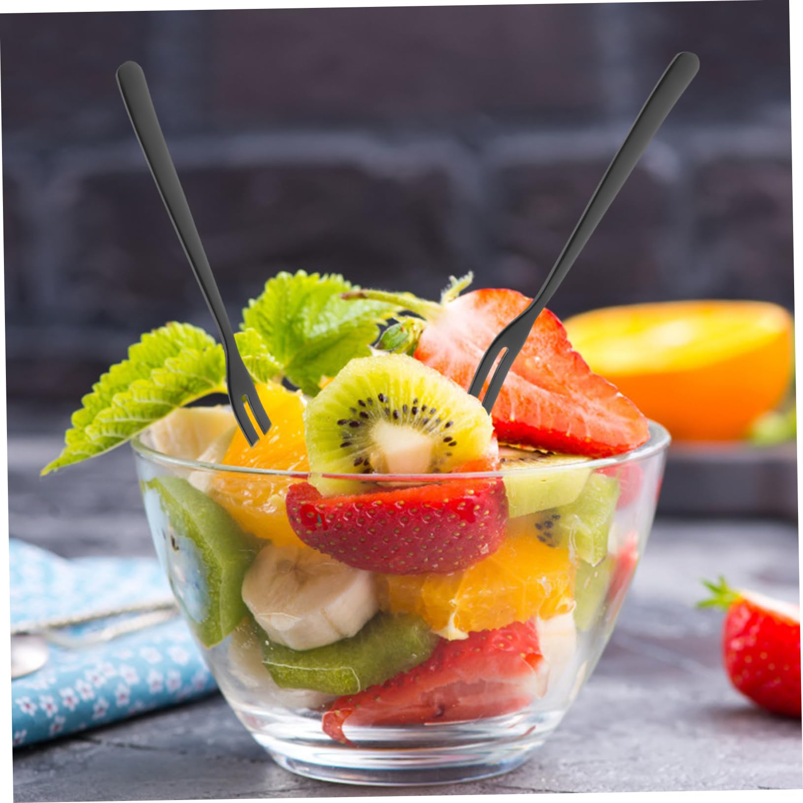 OUNONA 30piezas Tenedores De Fruta De Acero Inoxidable Puntas Utensilios Reutilizables Para Fiestas Para Eventos Bar y Hotel Negro