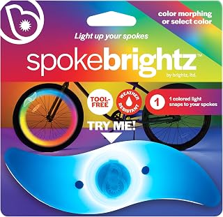 Brightz SpokeBrightz LED Bike Wheel Light, 1 Light for 1 Tire - Color Changing or Solid Color Mode - Light Up Your Spokes - Snaps to Your Bike Spokes - Battery Powered - Be Cool, Be Safe, Be Seen