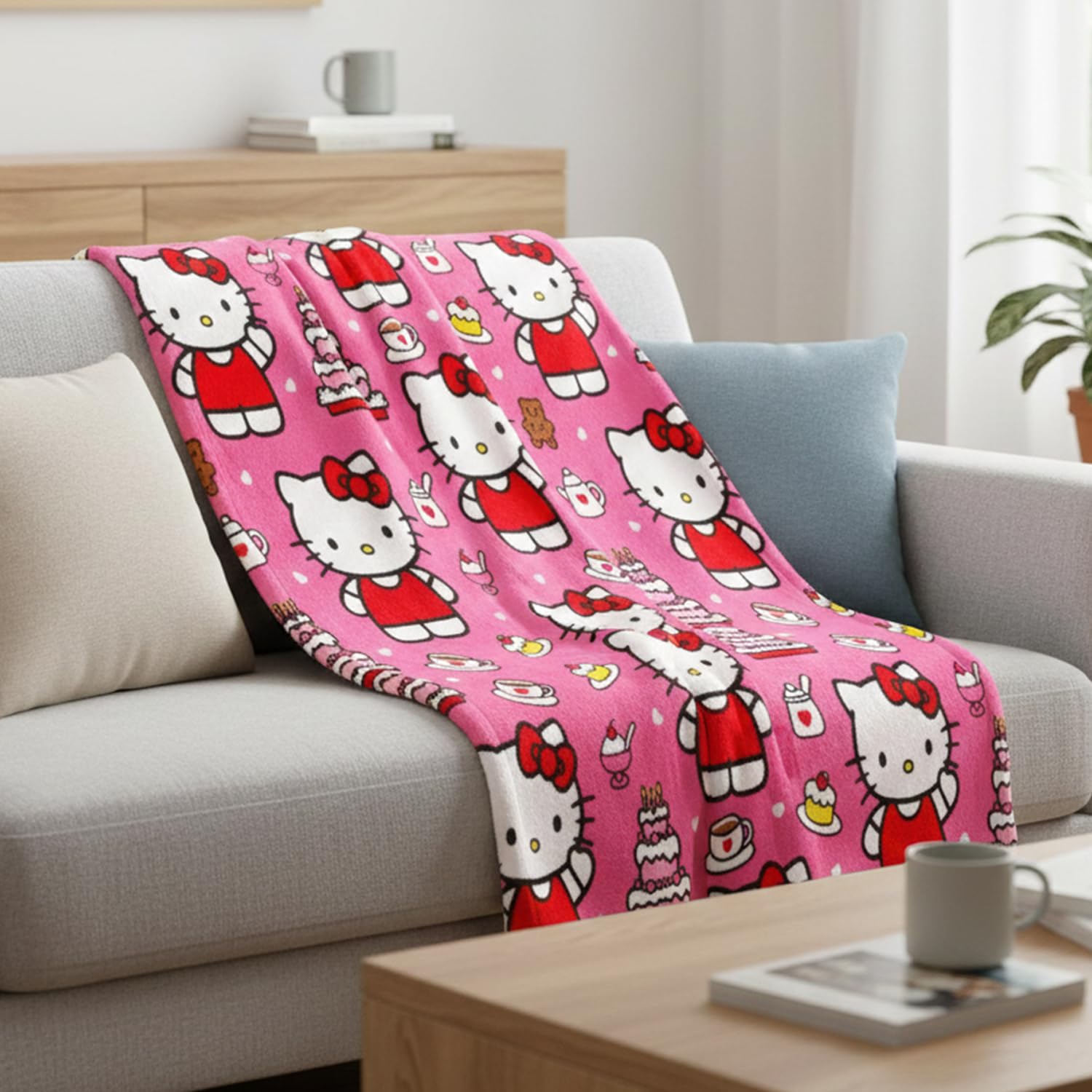 Hello Kitty x Lish クッション+ ブランケット　セット Amazon.com: Hello Kitty Fleece Blanket and Cinch Bag Set - Bundle