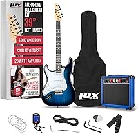 Vista 11 de Kit de guitarra eléctrica con amplificador de 20W, todos los accesorios, sintonizador digital de broche, seis cuerdas, dos uñas de guitarra, barra