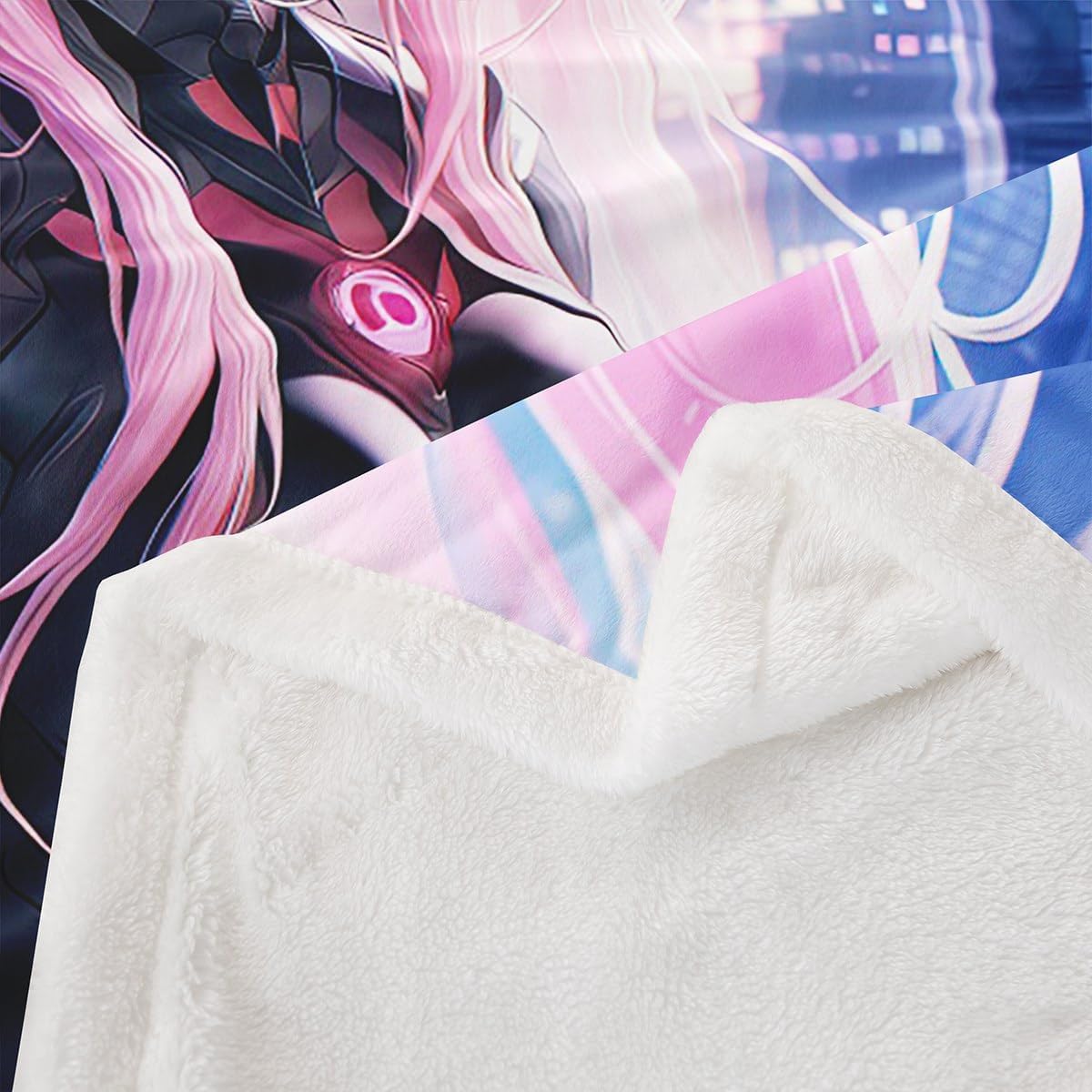 Erosebridal Japanese Anime Throw Blanket 40"X50", Anime Girl Fleece Sherpa Blanket Kawaii Japanese Style Decorative Sofa Couch Cartoon Japan Animation Decor for Boys Teens Adult Bedroom