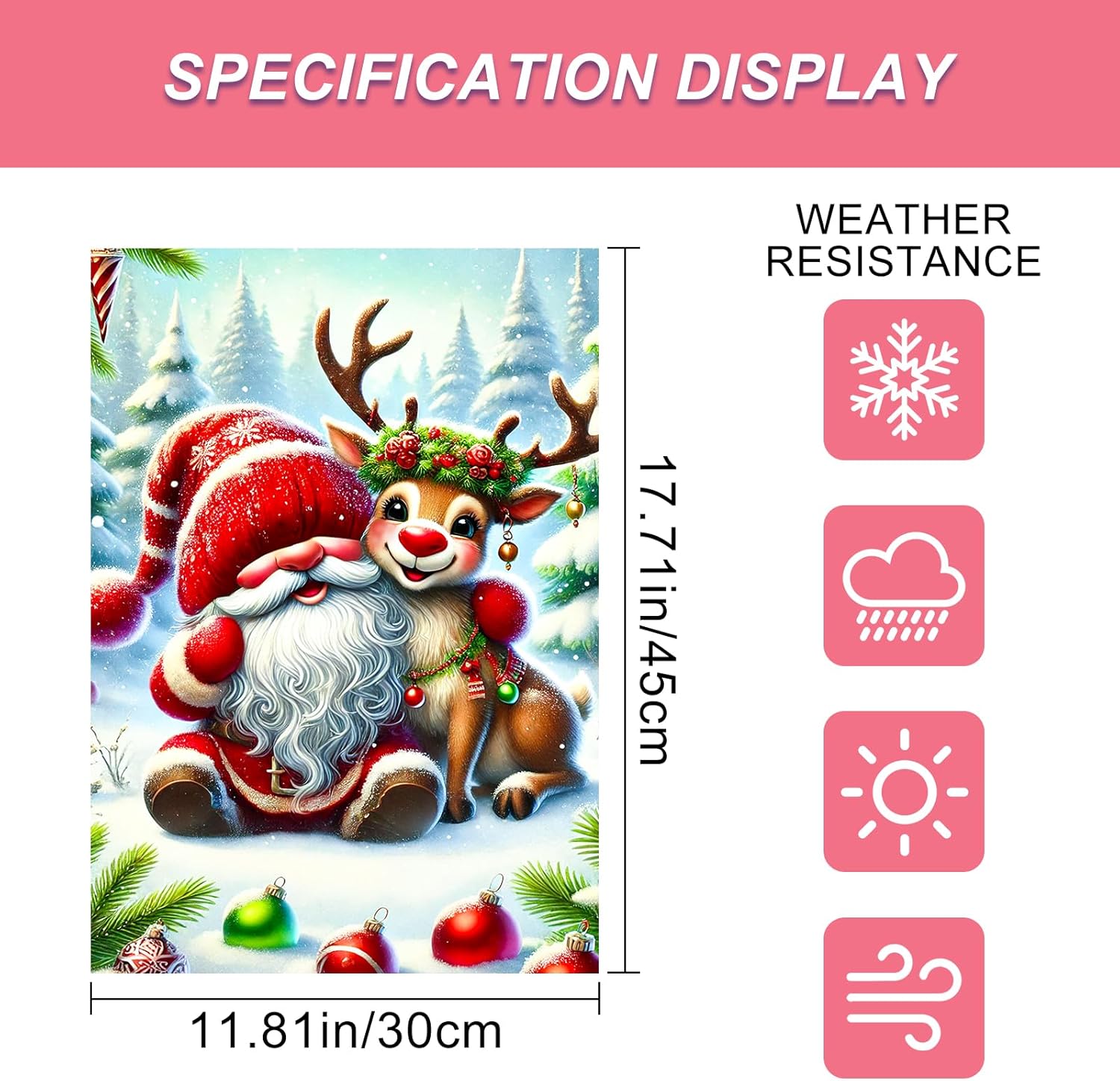 Christmas Garden Flag 12x18 Inch Welcome Gingerbread Santa with Cookies Outdoor Flag Double Sided Christmas Yard Banner with Holly Snowflakes and Red Decorations for Porch Lawn Patio - Image 3