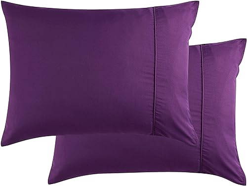 Miniatura 5 de Elegante combo de ropa de cama morada, edredón reversible color ciruela, tamaño individual extra grande, almohada estándar alternativa al plumón,