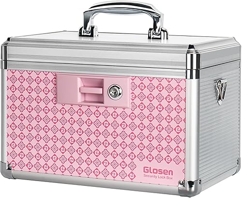 Caja de Medicamentos con Cerradura, Caja de Almacenamiento con Cerradura 12 X 7.68 X 7.87 Pulgadas 【Rosa-Mediano】 Baúl de Almacenamiento para