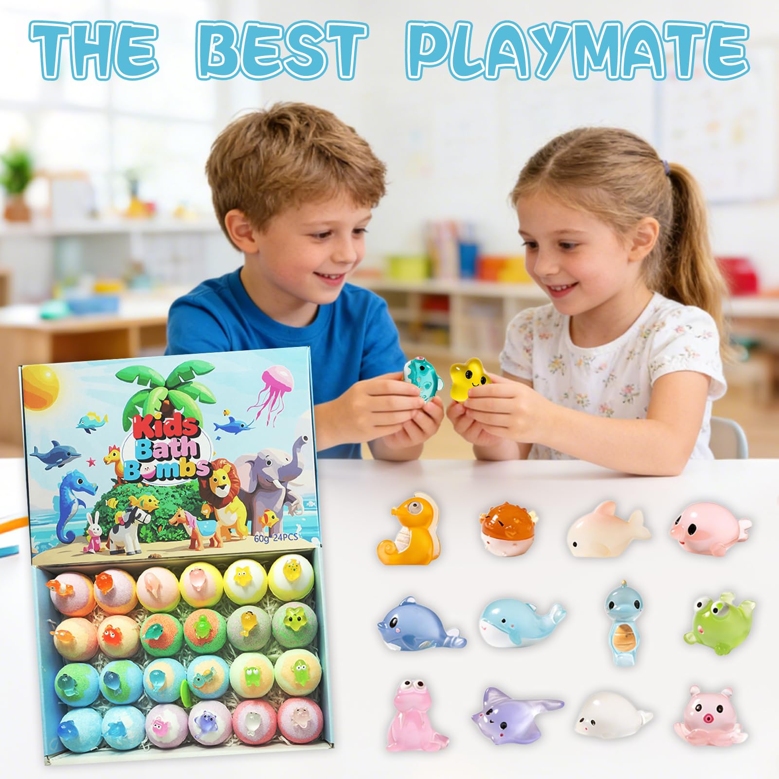 Bath Bomb Gift Set for Kids, Badebomben Kinder mit Überraschung, Handgefertigte Kreative Badesalz Badekugeln Kinder, Bunte Badesalz Kugeln In Tierform Geschenk für Kinder Frauen Schaumbad (B)