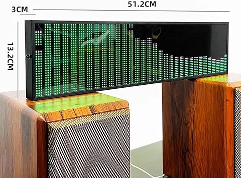 LED Music Spectrum Display Analyzer, RGB Audio Level Bar Display Analyzer Board, Digital Clock, Voice Control + Line Control, 4 Frequency Ranges, For Car, Studio