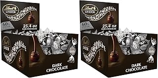 LINDOR 60% Dark Chocolate Truffles, Dark Chocolate Candy with Smooth, Melting Truffle Center, 25.4 oz., 60 Count (Pack of 2)