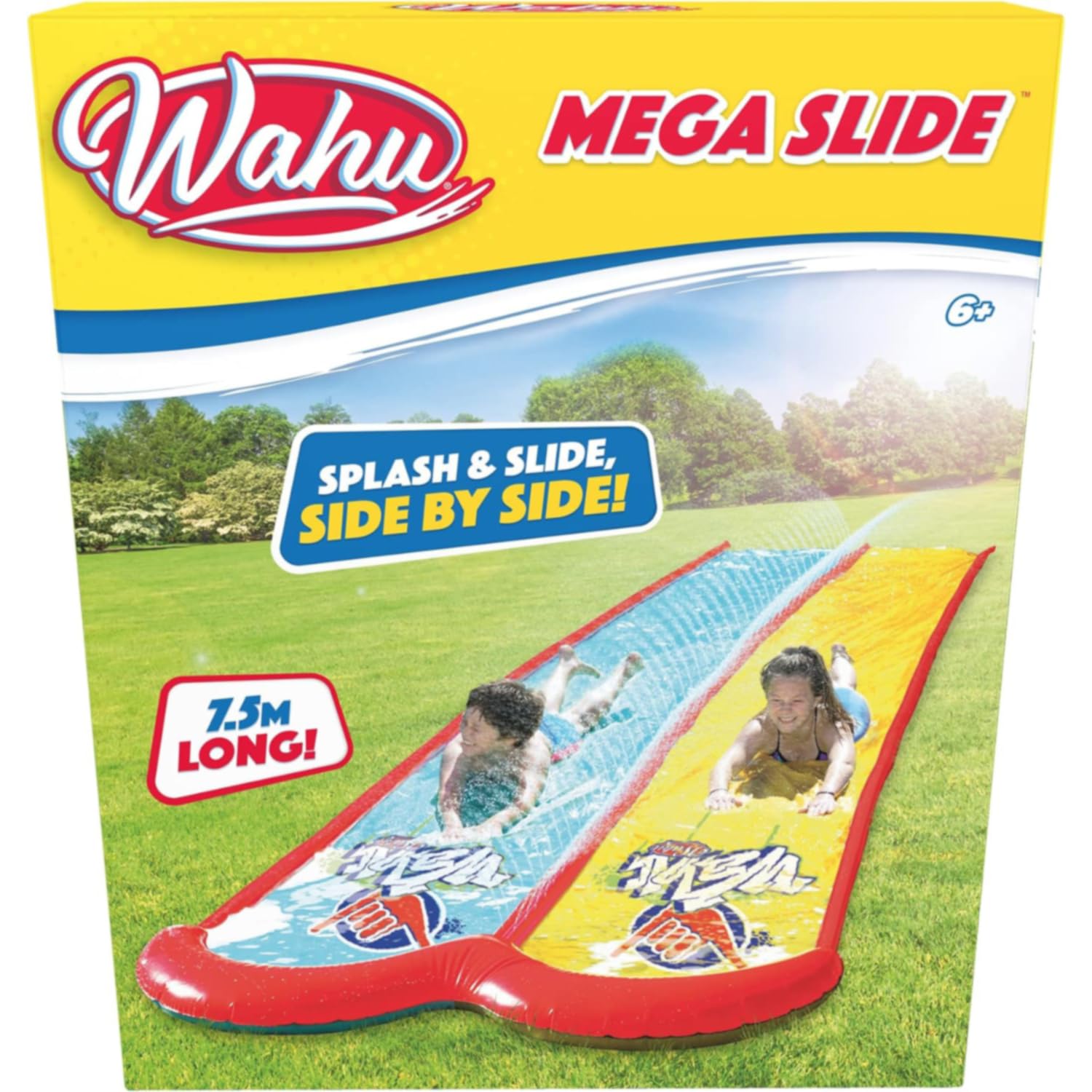 WAHU Doble Pista Deslizante, Juego para aire libre niños y niñas, Diversión refrescante para todo el verano, 750 cm de largo, Multicolor