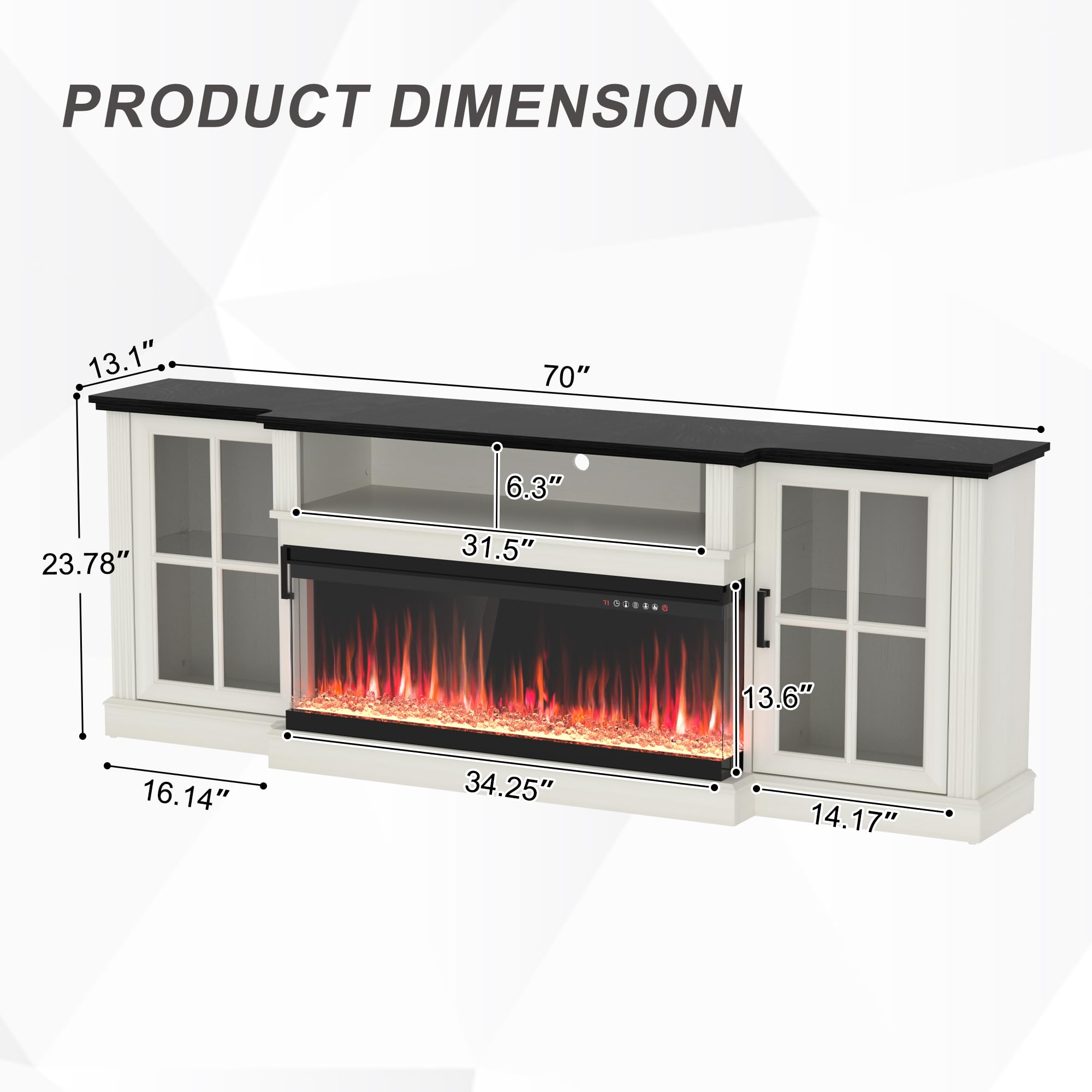 Spurgehom 3 Sided Electric Fireplace TV Stand for TVs up to 80