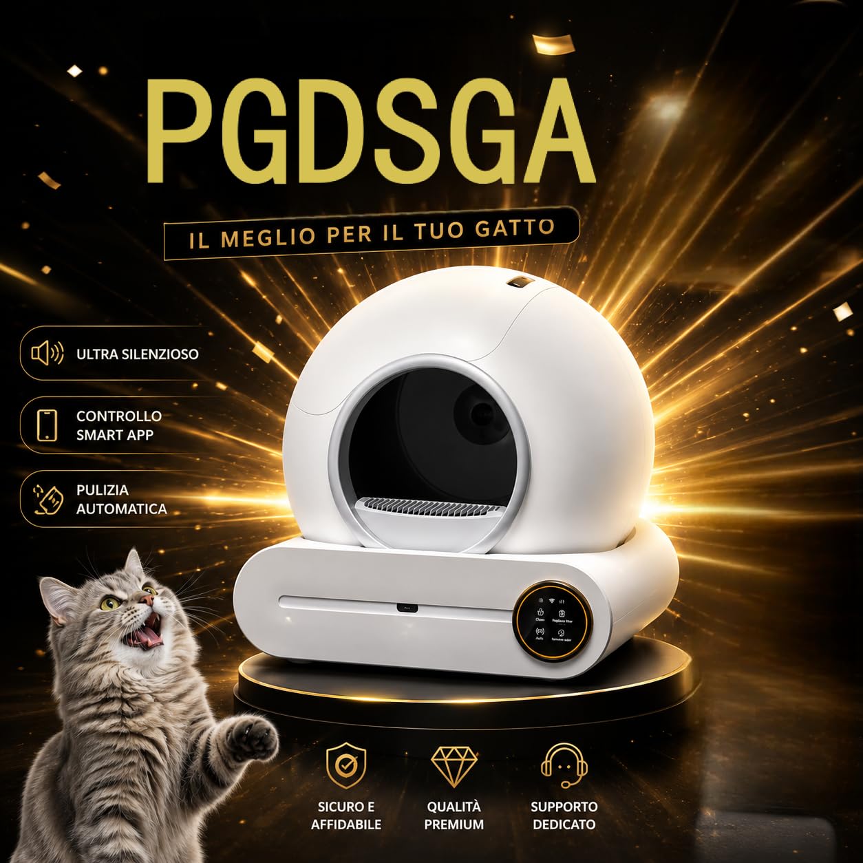 Lettiera Autopulente Per Gatti 65 + 9 Litri, Con Controllo Tramite App, Lettiera Gatto Autopulente Ideale Per Famiglie Con Più Gatti